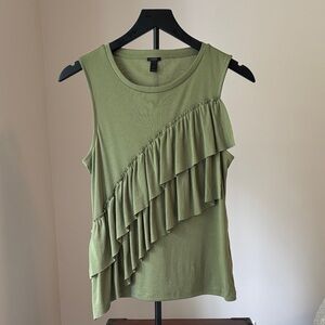 J. Crew Olive Ruffle Tank Top